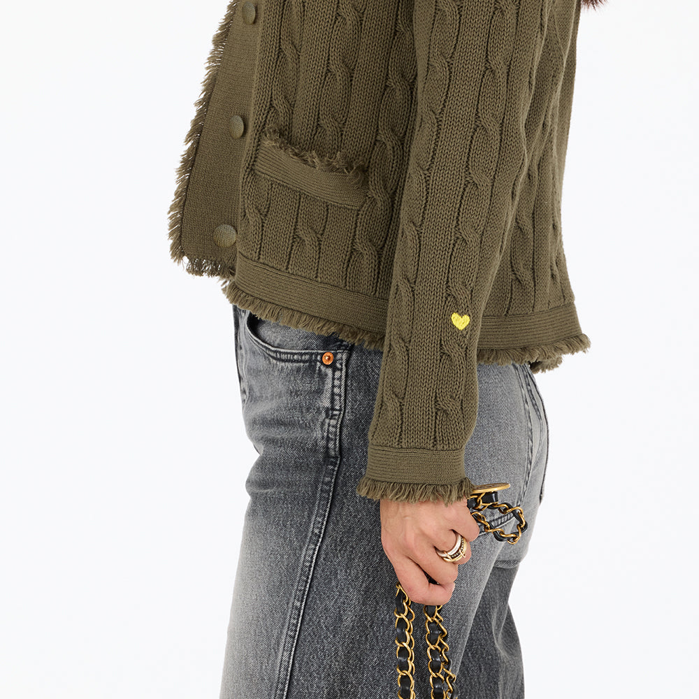 Beau-Lero Fringe Cable Cardigan