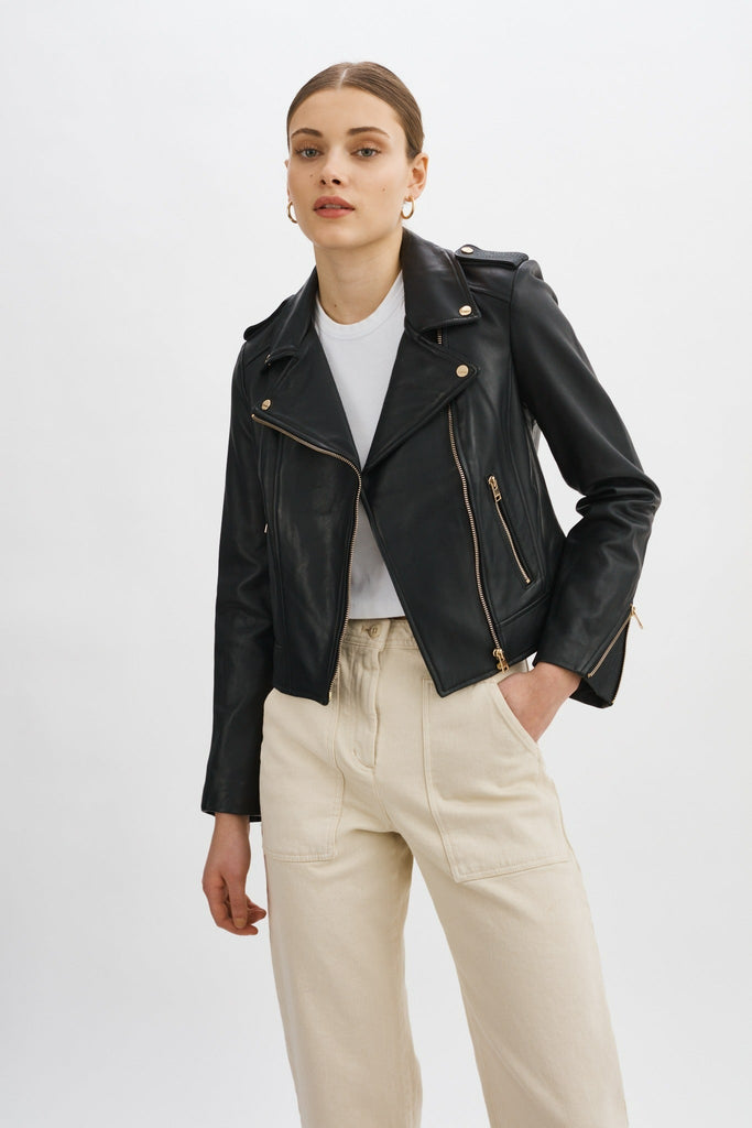 Donna Gold - Iconic Leather Biker Jacket