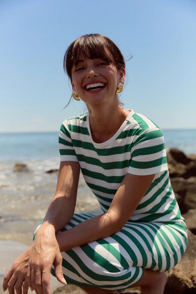 Tee Dress, Marine Green Stripe