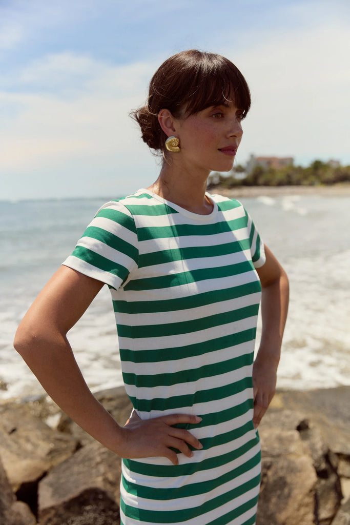 Tee Dress, Marine Green Stripe