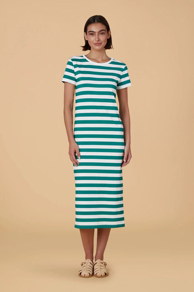 Tee Dress, Marine Green Stripe