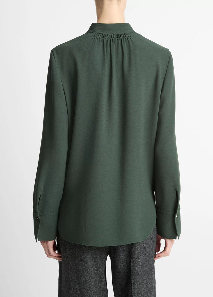 Metal-Button Crepe Shirt