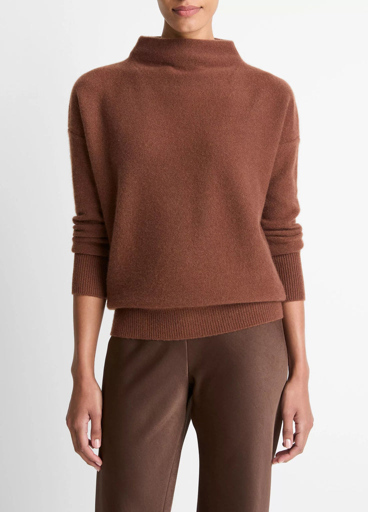 Plush Cashmere Funnel-Neck Sweater