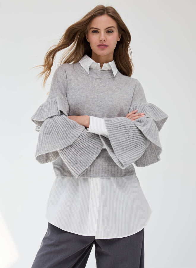 Tiered Ruffle Sleeve High Crew