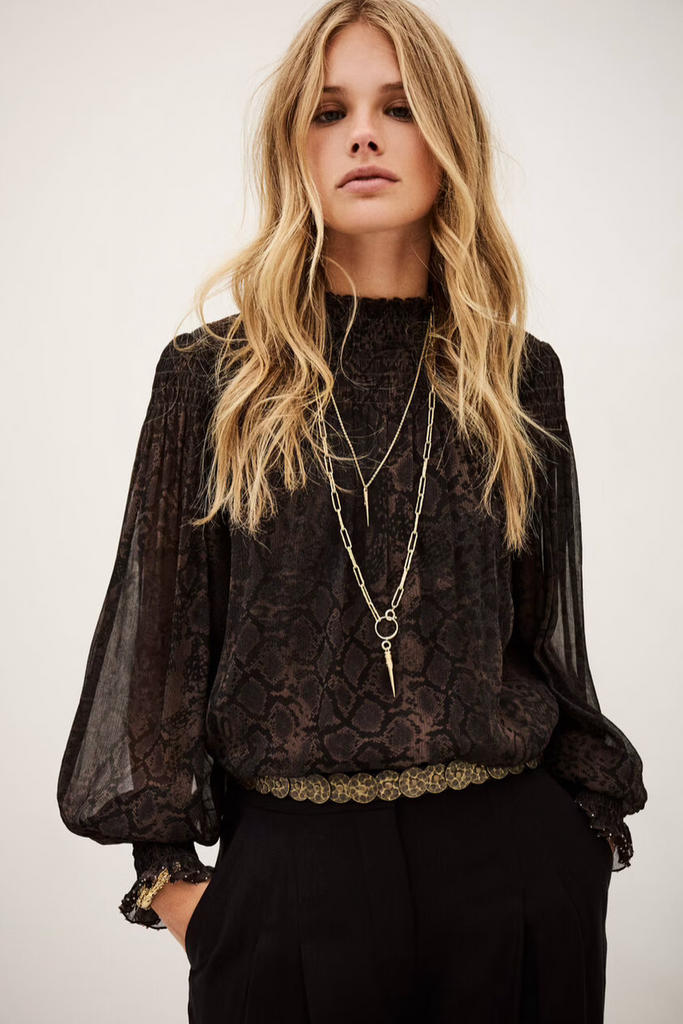 SHAMY Stand-up collar blouse