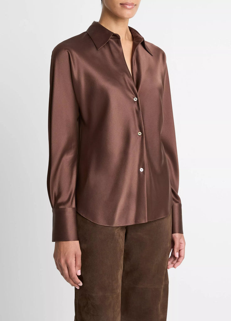 Silk Bias Long-Sleeve Blouse