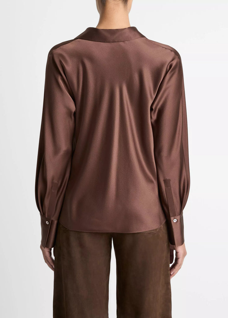 Silk Bias Long-Sleeve Blouse