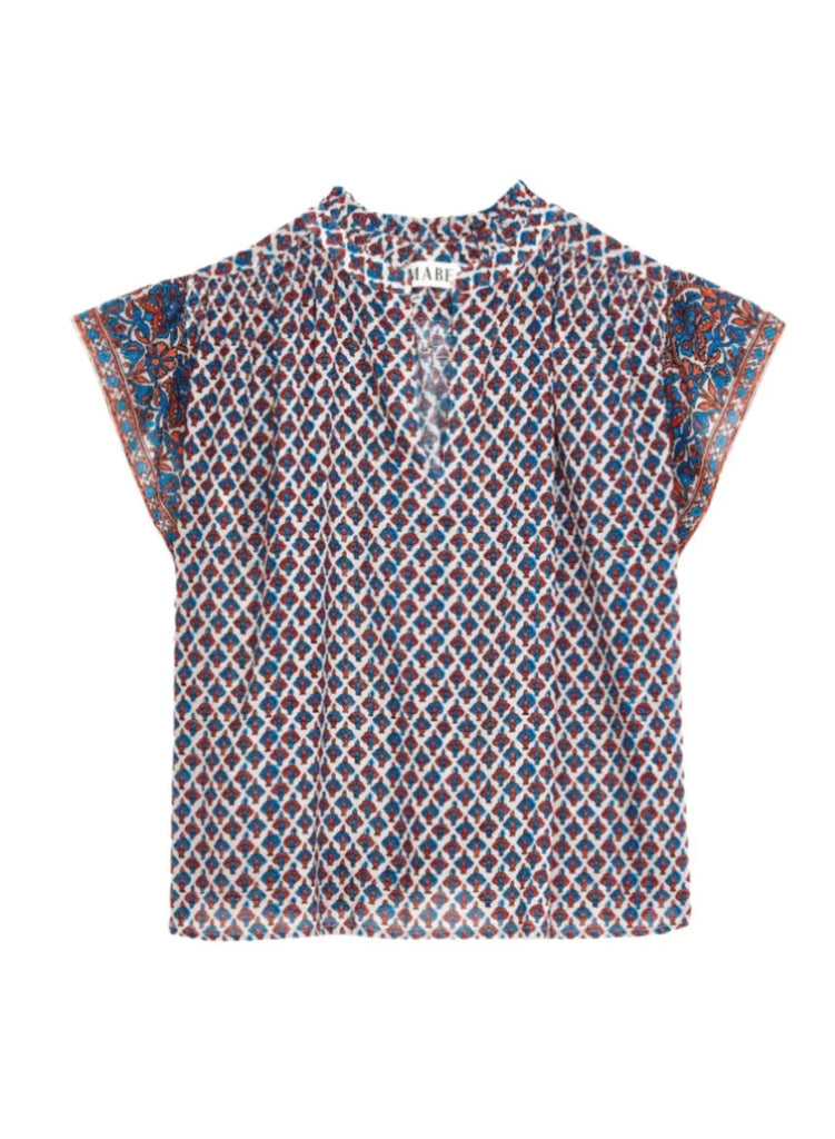 Viti Short Sleeved Top - Orange/Turq