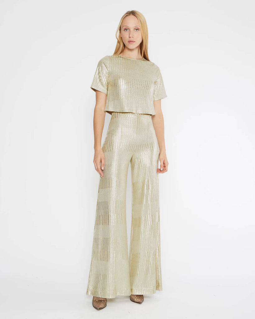 Metallic Wide Leg Pant